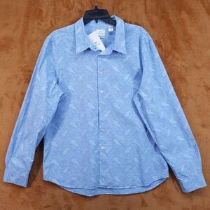 PAUL SMITH Shirt Mens XXL Blue Floral Tailored Fit Long Sleeve Cotton $195